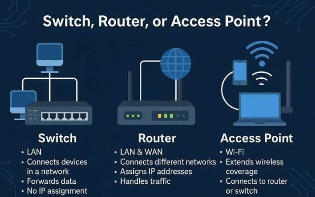 Mengenal Perbedaan Switch, Access Point, dan Router